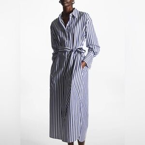 EUC COS Striped Blue and White Maxi Dress